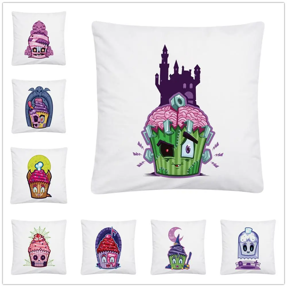 Мягкая короткая плюшевая наволочка для подушки с мультяшным рисунком мороженого