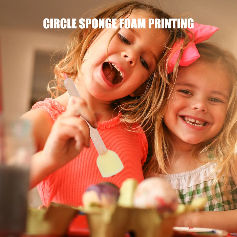 

20Pcs Round Paint Sponge Brushes Set Wooden Handle Sponge Brush Paint Tools