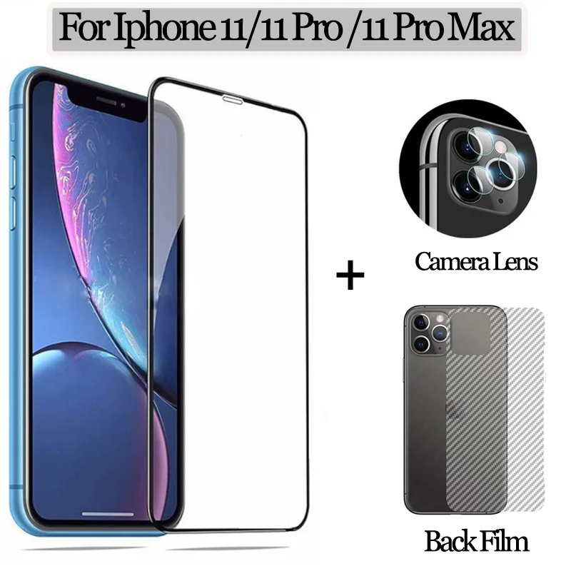3 в 1 защитное стекло iphone 11 pro max 11pro прозрачное для объектива камеры мягкая задняя