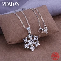 zdadan 925 sterling silver cz snowflake pendant necklaces for women fashion wedding jewelry