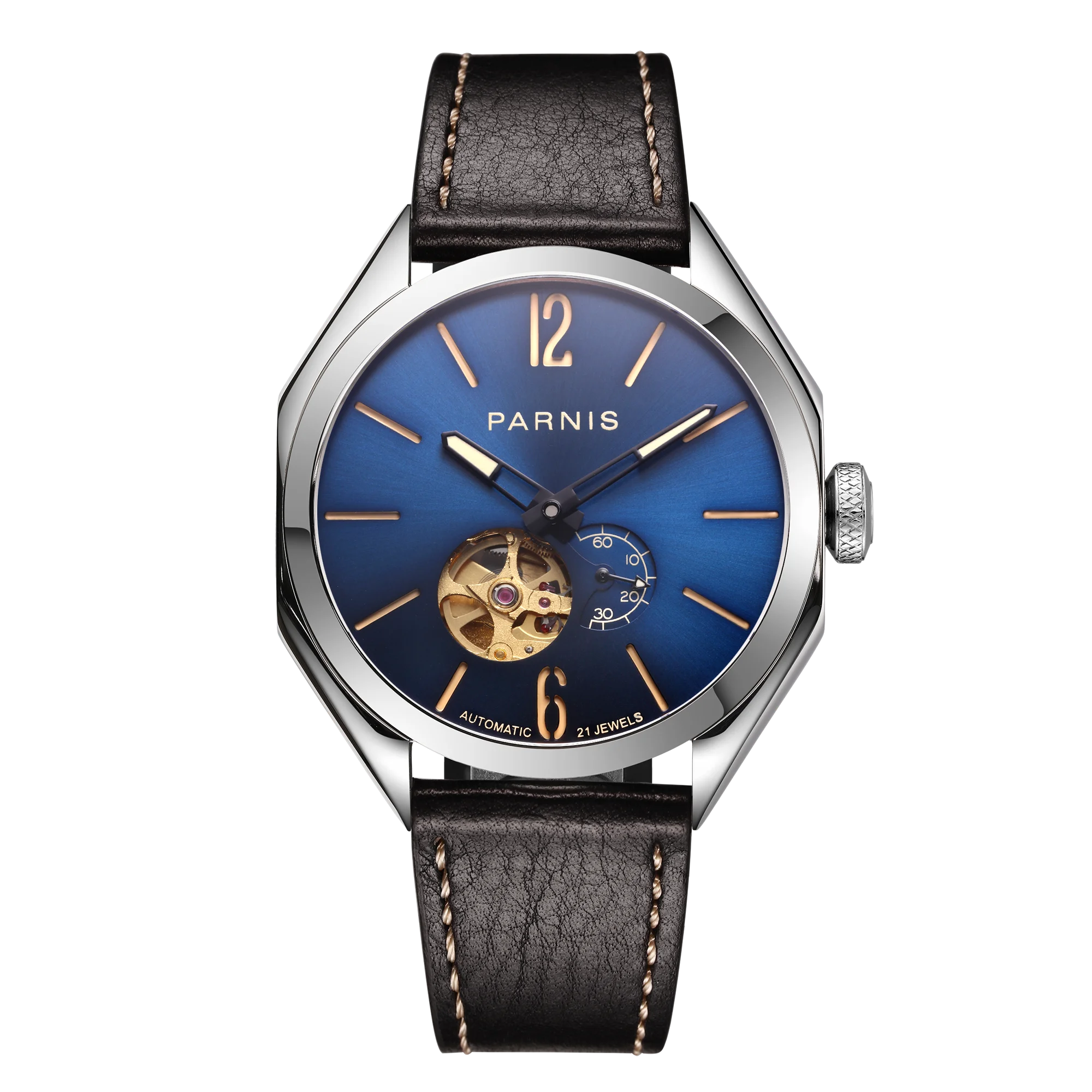 Часы мужские механические с автоподзаводом 43 мм кожаным ремешком Miyota 82S5 2019 |