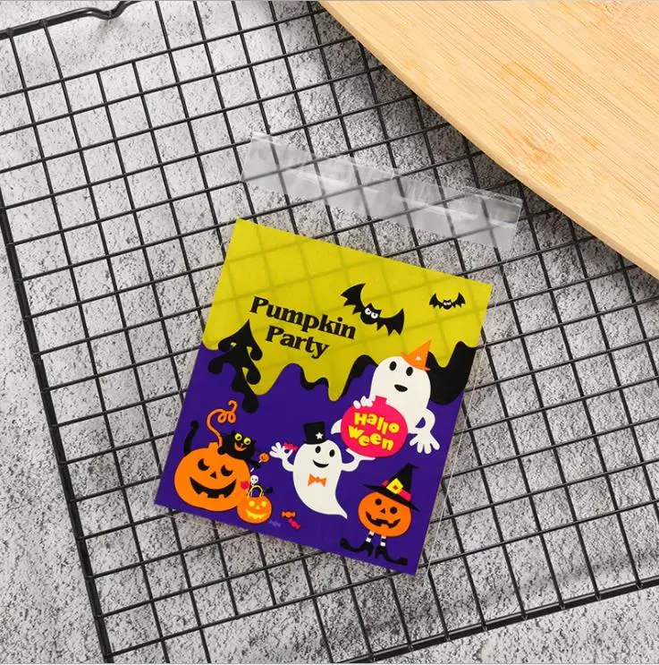 100pcs Halloween rainbow pumpkin smiley gift ziplock Bags Cookies Cake biscuit candy Self-adhesive Packaging Party bag 10x10cm | Дом и сад
