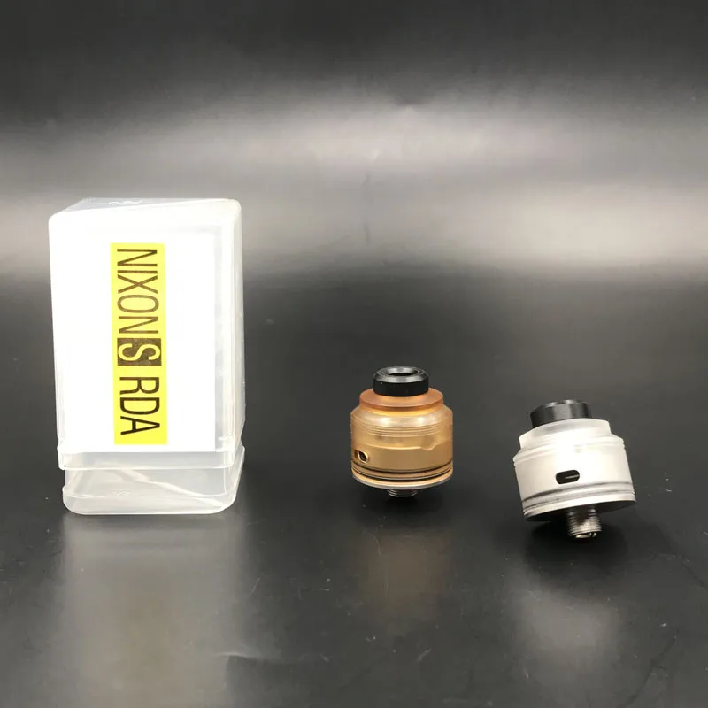 

Nixon S RDA Atomizer with BF pin RDA 22mm 510 Thread ECig RDA Single coil build deck with POM drip tip for vape mods vs drop rda