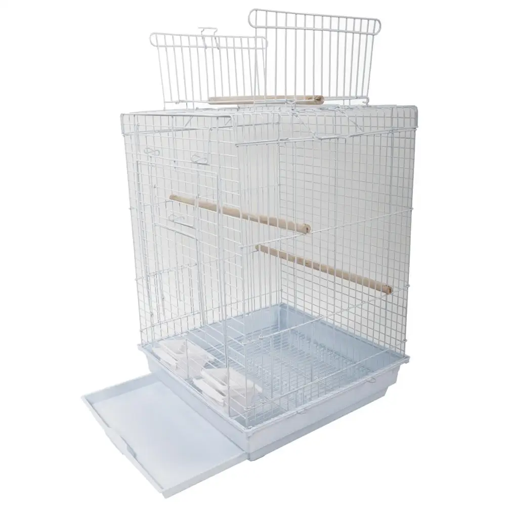 

US Warehouse23" Bird Cage Pet Supplies Metal Cage with Open Play Top White