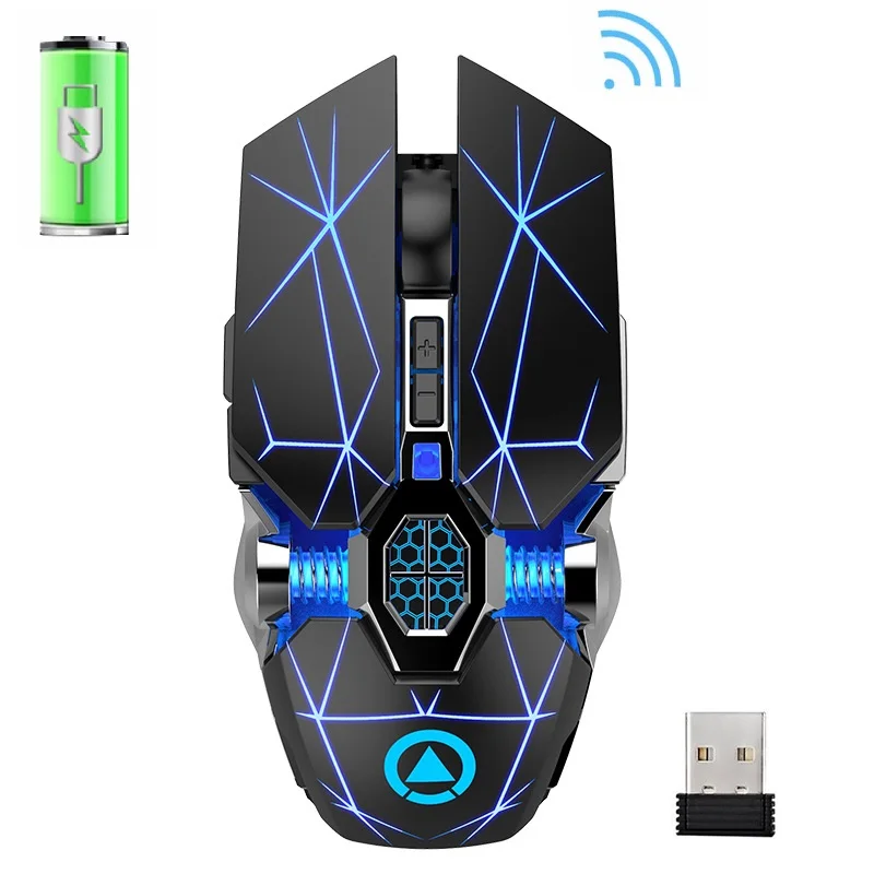 

Wireless Mouse Gaming Mouse 1600dpi Rechargeable Mouse Ergonomic Optical Mouse Mute Four-color Backlit Mouse Computer Mouse