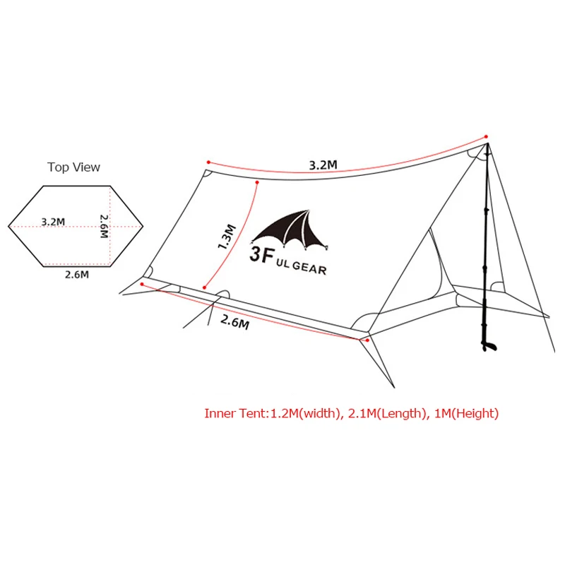 3F UL Gear Mountain View ShanJing 2 Men Double Person 20D нейлоновая палатка с силиконовым покрытием для