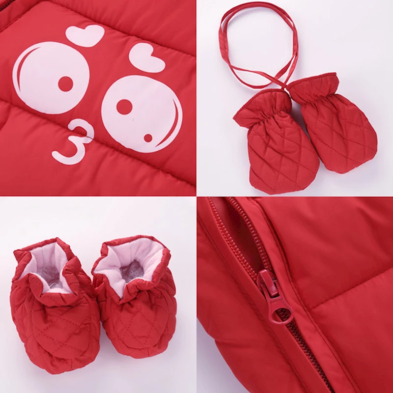 Для новорожденных Комбинезоны для маленьких мальчиков и девочек Зимние теплые
