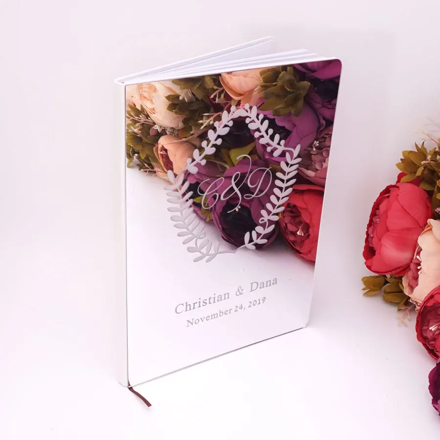 Акриловая зеркальная Гостевая книга с персонализированным именем и датой