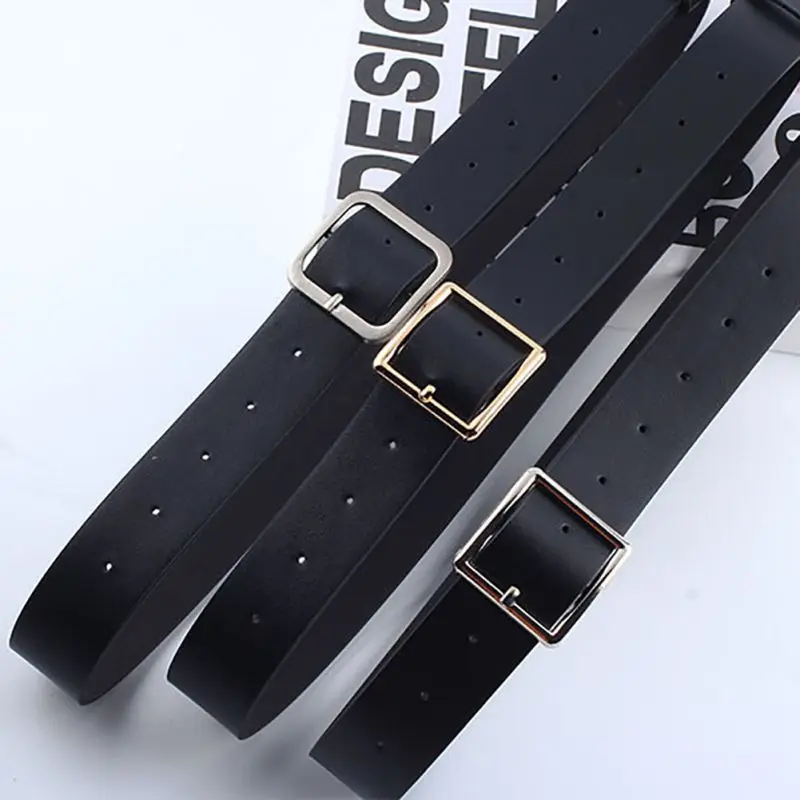 

Women's Fashion Leather Belt With Square Hot Sale Wide Belts Female Slim Waistband Female Ladies Apparel Accessories