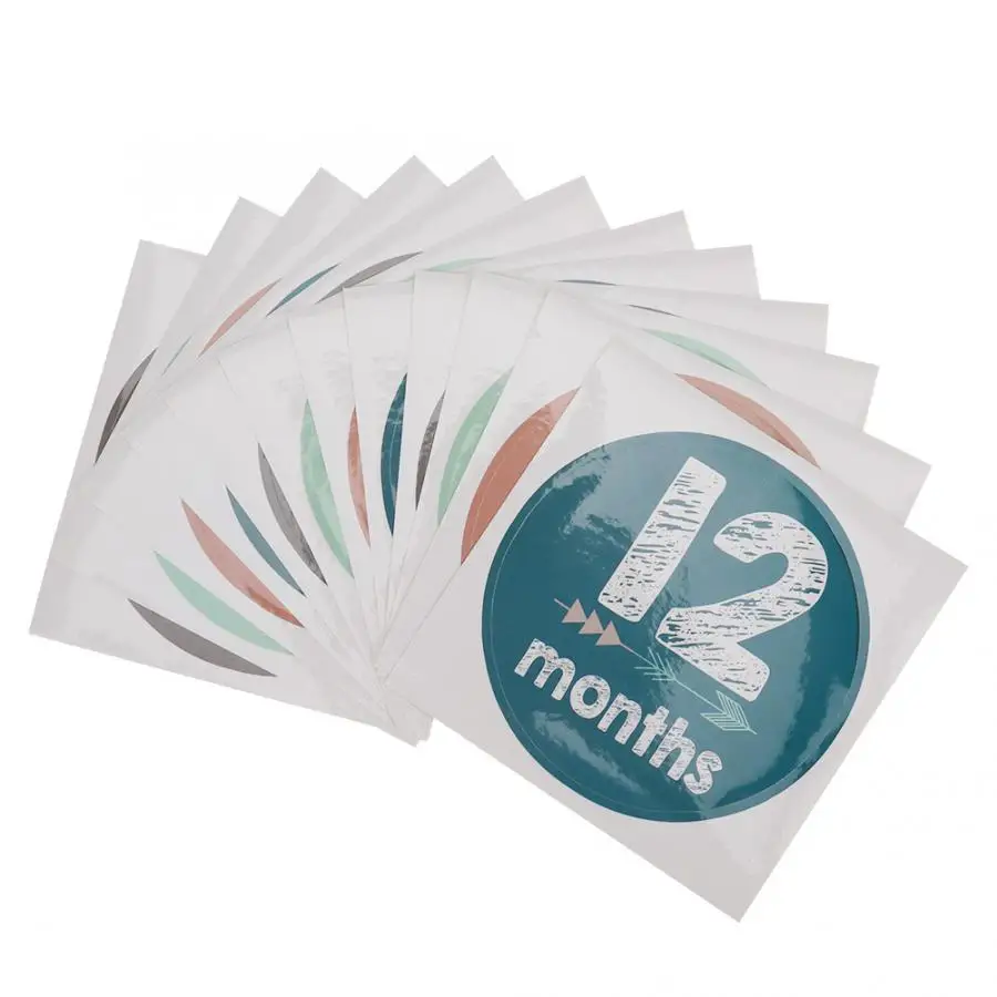 12 шт./лот Новорожденный ребенок ежемесячная наклейка для 1 месяцев фотографии