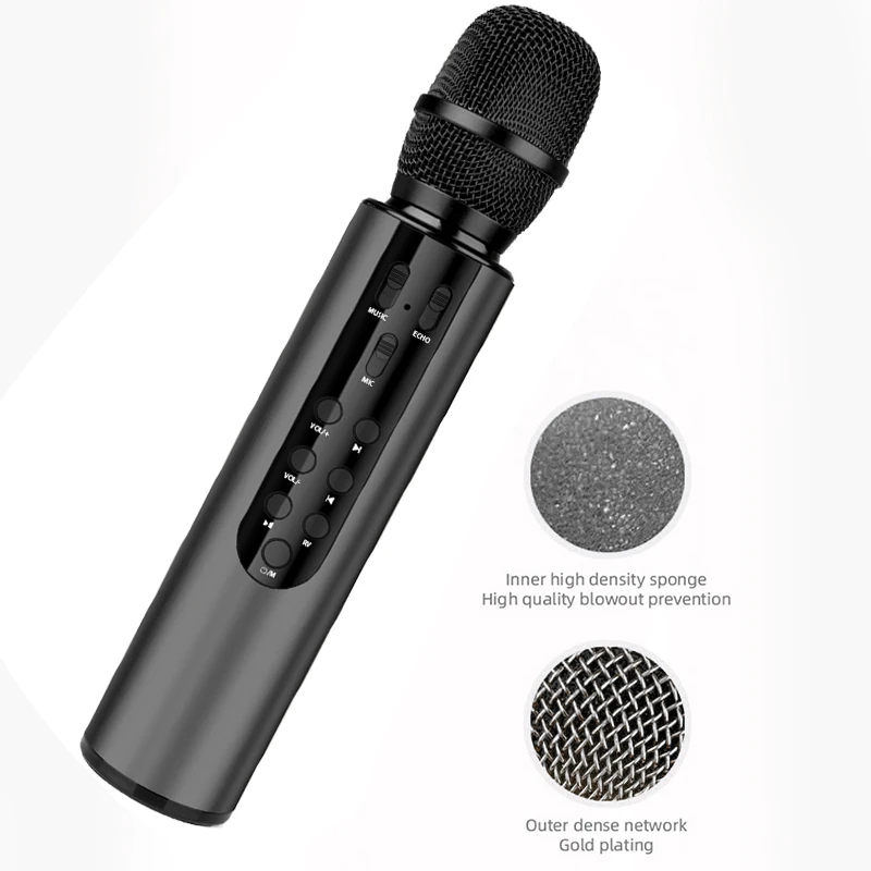 

Wireless Microphone Dual Speaker Condenser Bluetooth Karaoke Speaker Microphone for Karaoke/Singing/Church/Speech Black