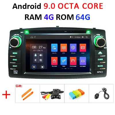 4G 64G DSP 2 din Android 9,0 автомобильный dvd мультимедийный плеер gps Авторадио для TOYOTA Corolla E120 e 120 BYD F3 Автомобильный Радио ПК wifi OBD2 - Цвет: 4G 64G