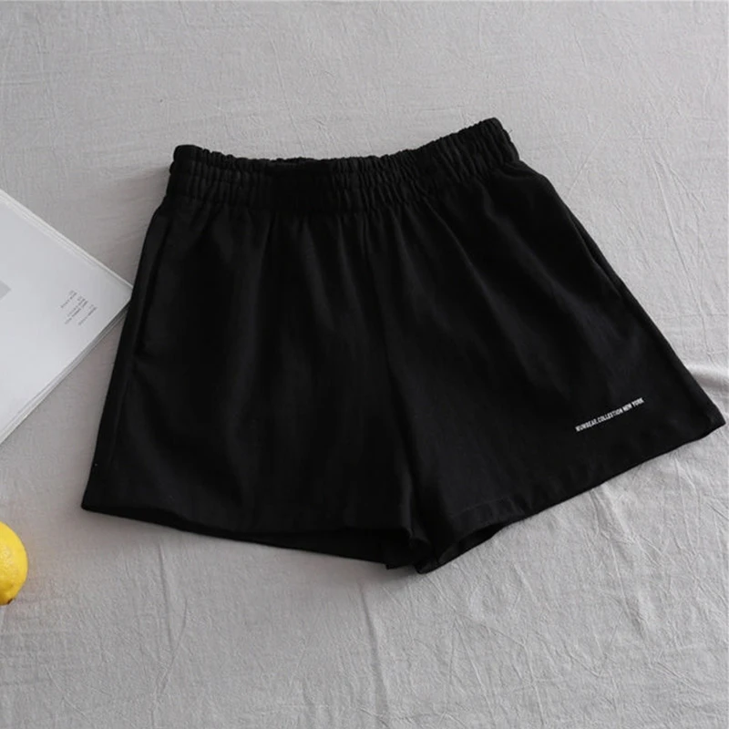 

Korean simple letter printing casual shorts summer new fashion loose vintage women elastic waist chic Harajuku shorts