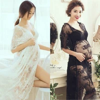 dress clothing for pregnant woman photo shoot photography props maxi maternity lace gown sexy vestidos v neck half sleeve