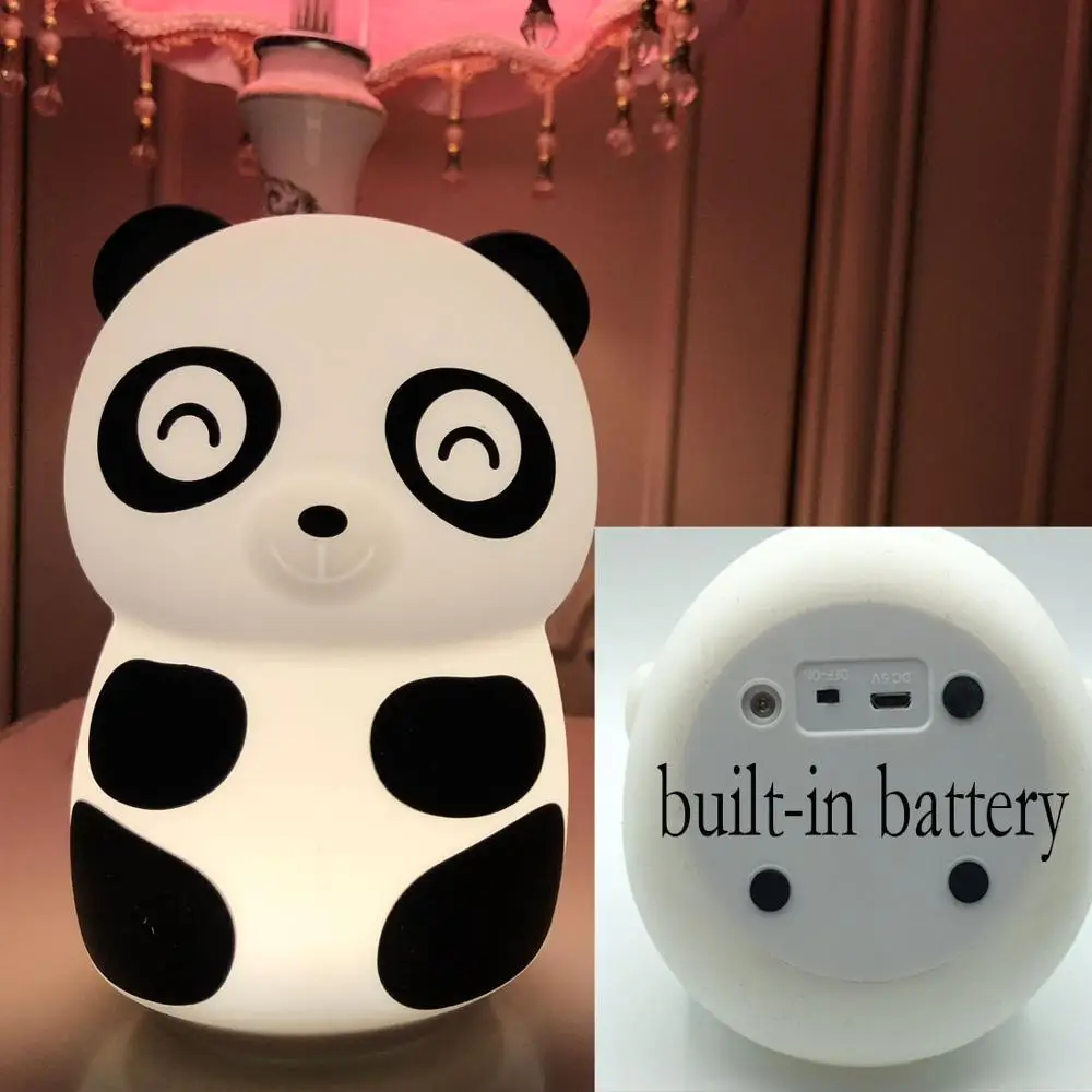 Panda-USB Милый ночник с пандой для детей, 7 цветов, измененный ночник, Санта-Клаус, детский usb-зарядка для спальни, рождественские подарки - Испускаемый цвет: Panda-USB