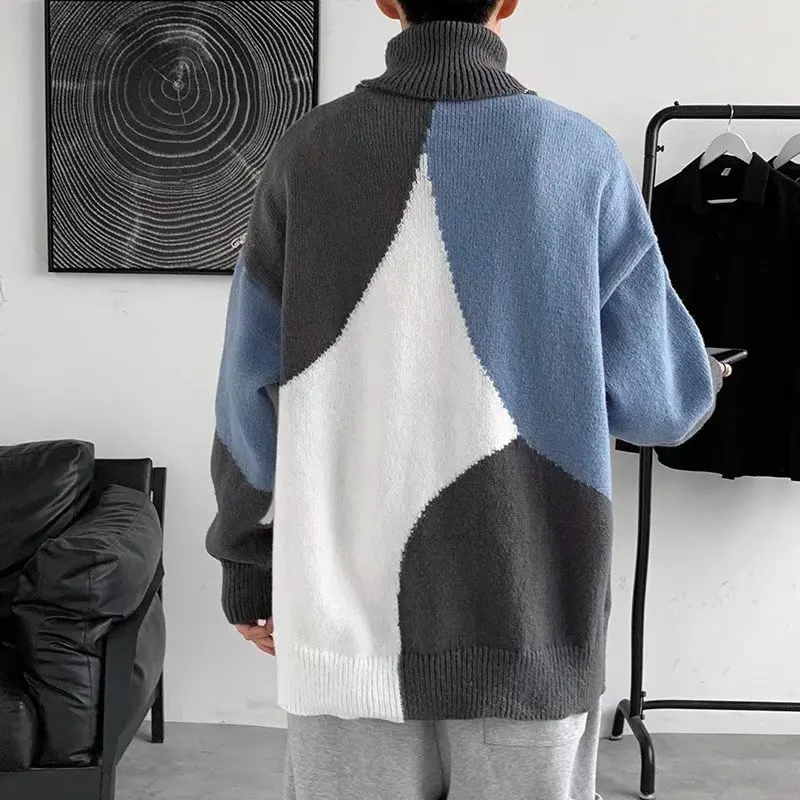 

Свитер мужской вязаный, с высоким воротником, на осень/зиму