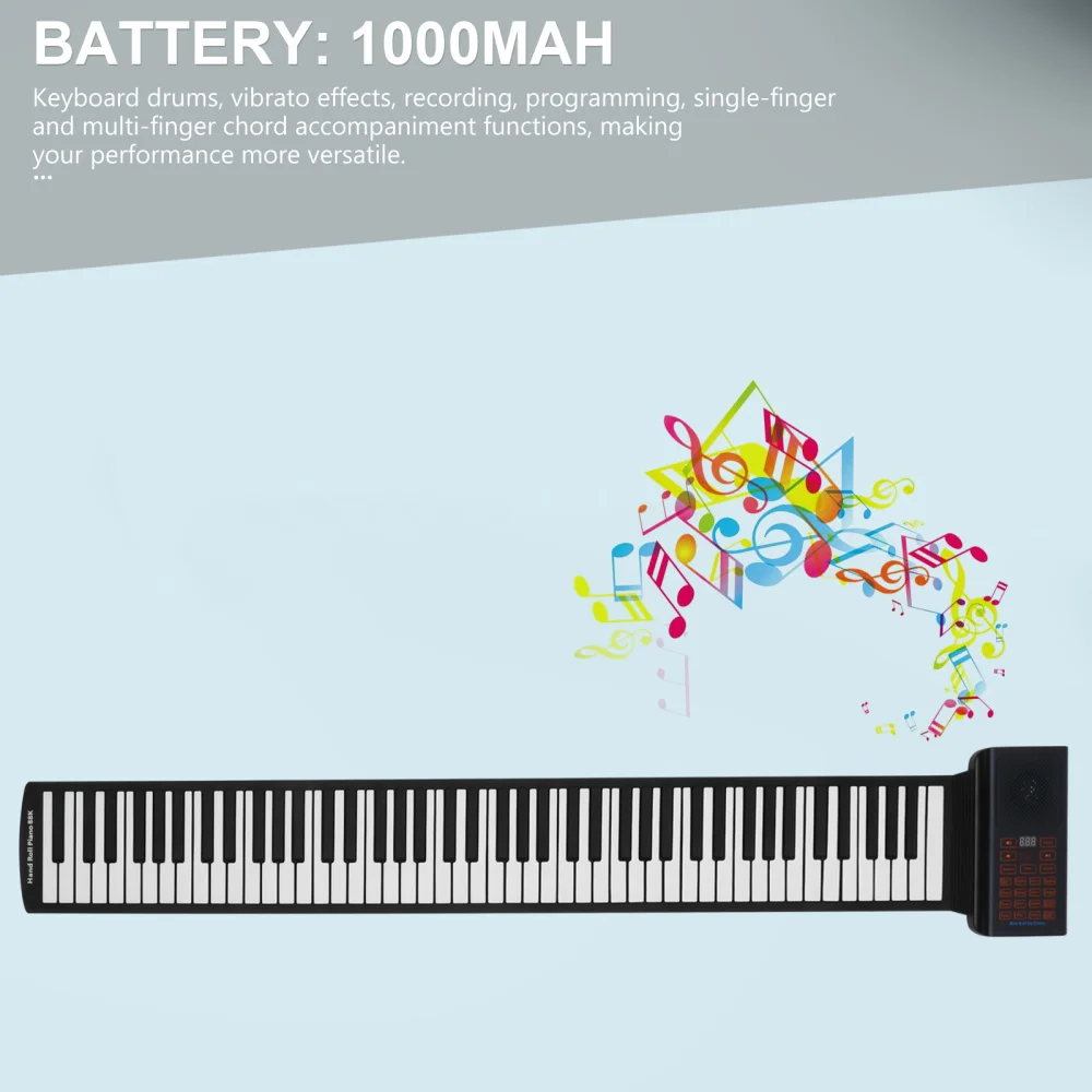 

88 Keys Foldable Piano Portable Rechargeable Hand Rolled Electronic Piano