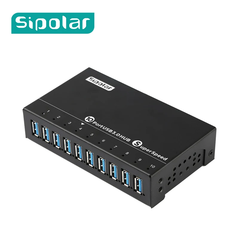 Sipolar 10 Port Multi USB 3.0 Hub High Speed Data Transfer Fast Charger Splitter External 12V5A Power Adapter For Phone Tablet