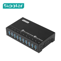 sipolar 10 port multi usb 3 0 hub high speed data transfer fast charger splitter external 12v5a power adapter for phone tablet
