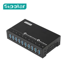 Sipolar 10 Port Multi USB 3.0 Hub High Speed Data Transfer Fast Charger Splitter External 12V5A Power Adapter For Phone Tablet