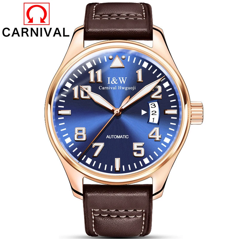 Enlarge CARNIVAL Brand Gold Business Automatic Watches Man Luxury Waterproof Fashion Luminous Mechanical Wrist Watch Relogio Masculino