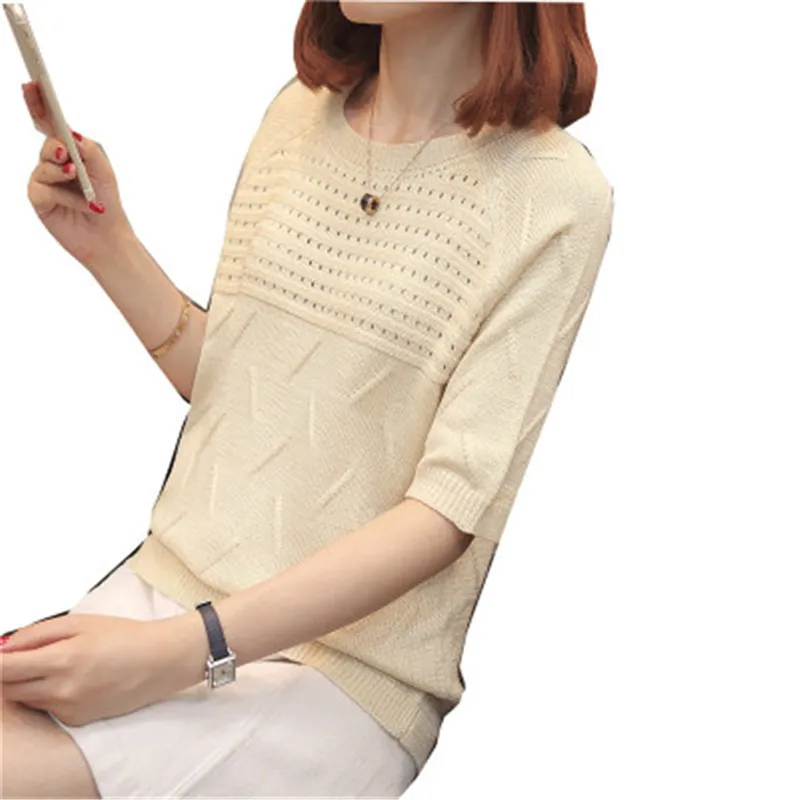 

Осенне-зимние однотонные вязаные свободные Джемперы, женские свитера и пуловеры, повседневный ажурный свитер с круглым вырезом