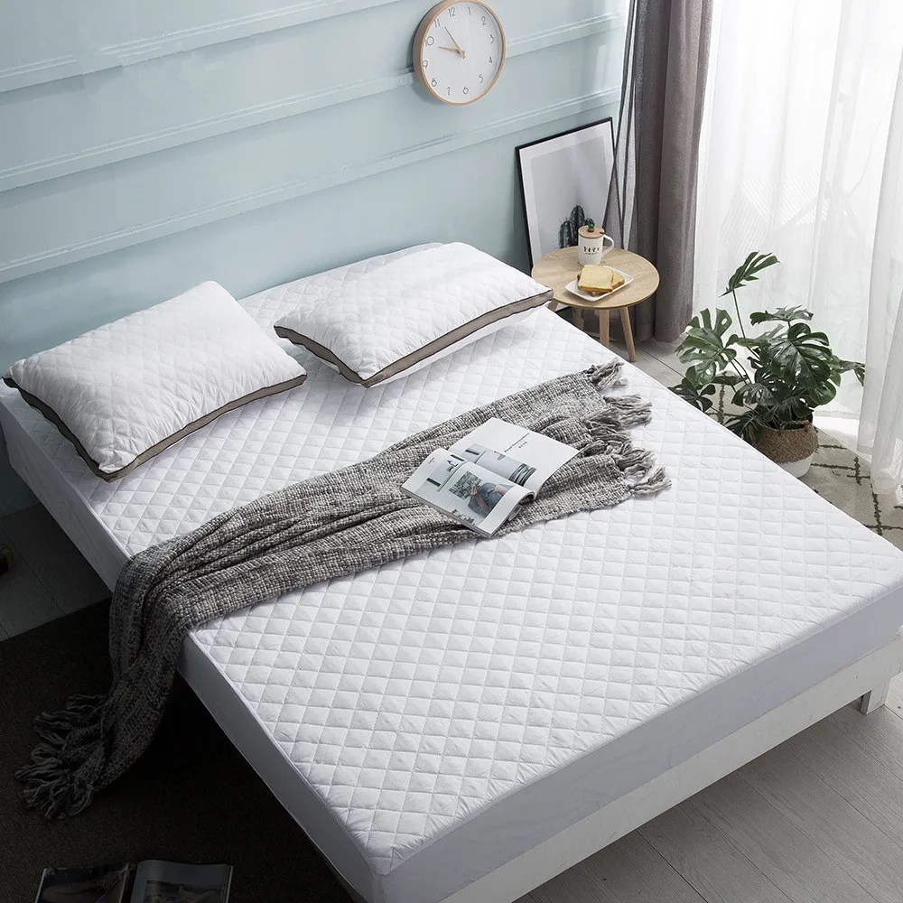 

Thicken quilted cotton bed sheet solid color Mattress protector Non-woven fabric fitted sheet customize non-slip Mattress cover