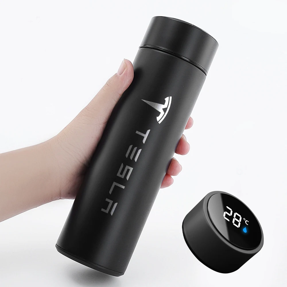 

For Tesla Model 3 X S Y 2017 500ml Temperature Display Vacuum Flasks Car Intelligent Stainless Steel Thermos Cup car accessories