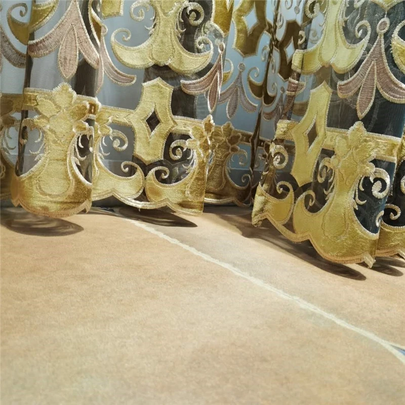 Европейский роскошный высококачественный вышитый занавес для спальни окна