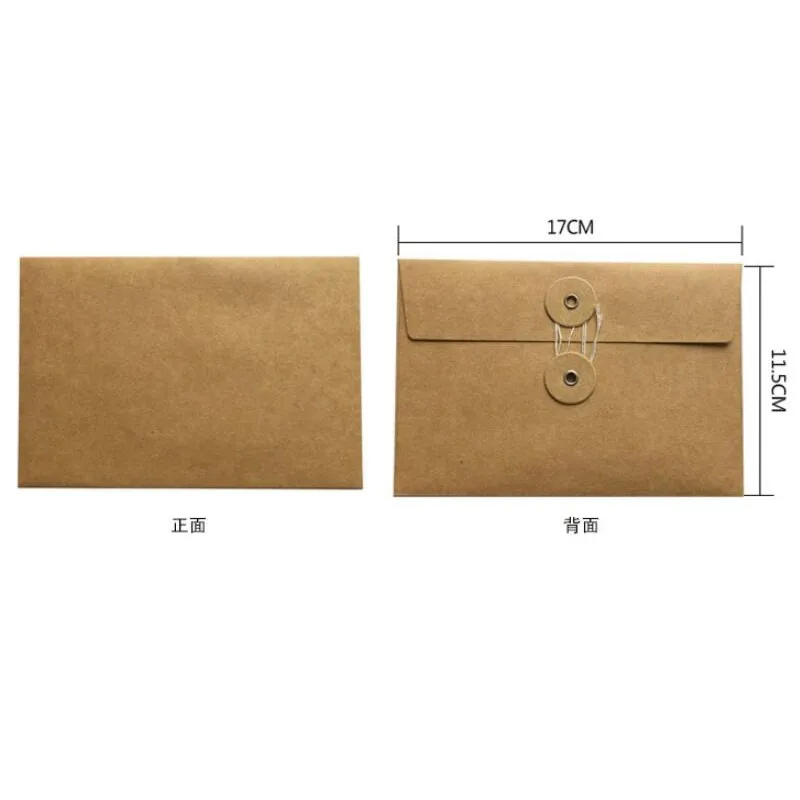 

10PCS Kraft Paper Storage Envelope Information File Bag Blank Belt Rope Thicken Postcard Storage Office Supplies Stationery