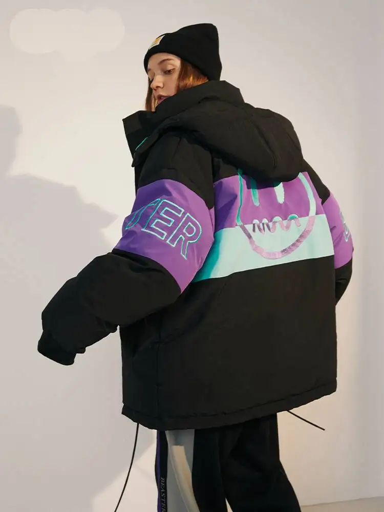 

Пуховик с маленьким дьяволом на белом утином пуху, модное Теплое повседневное зимнее пальто популярного цвета с вышивкой, Брендовое повсед...