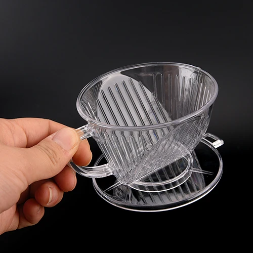 Clear Coffee Filter Cup Cone Drip Dripper Maker Brewer Holder Plastic Reusable