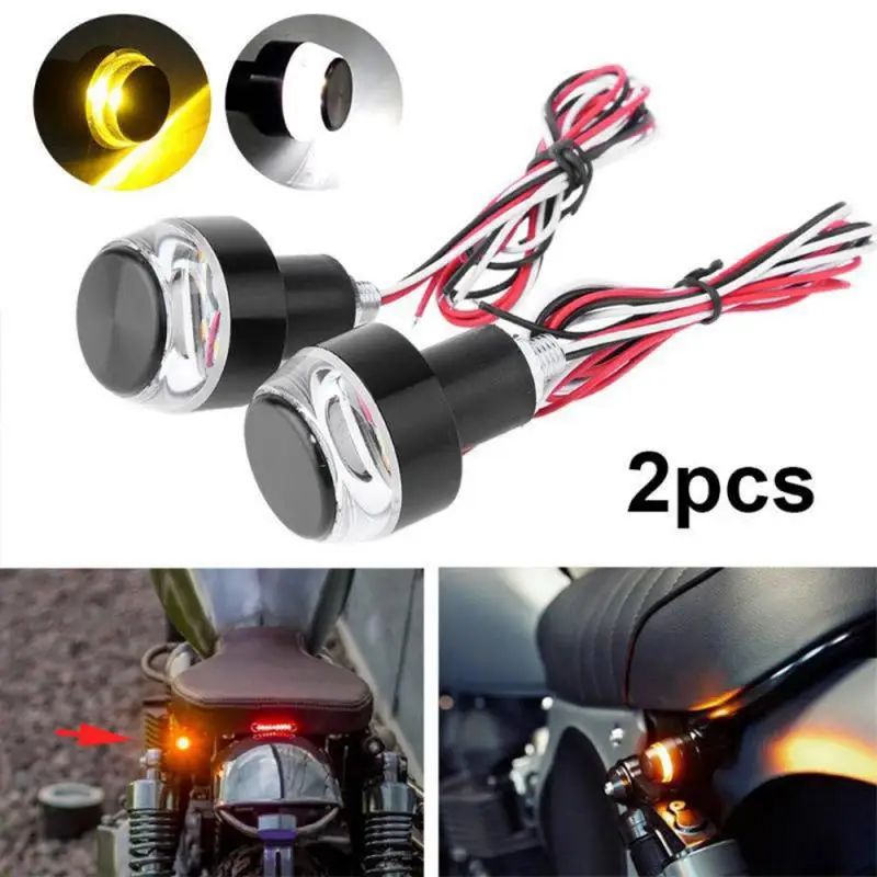

Motorcycle LED Handlebar End Turn Signal Light DC 12V White Yellow Flasher Handle Grip Bar Blinker Side Marker Lamp Motorcycle