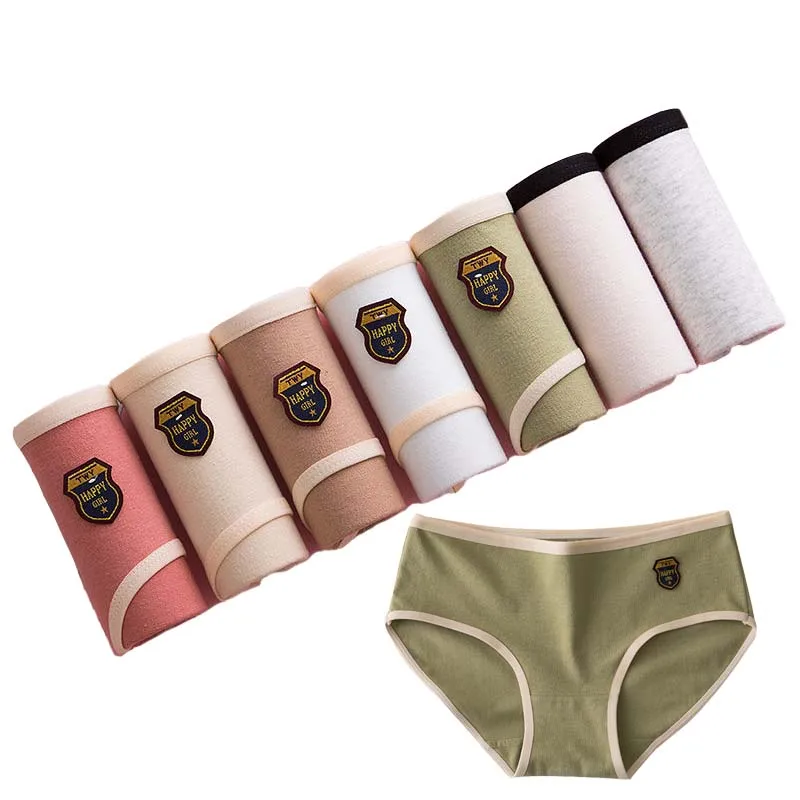 

7Pcs/Set Cotton Underwear For Woman Sexy Panties Underpants Women's Briefs Girls Lingeries Solid Color Panty Plus Size Intimates