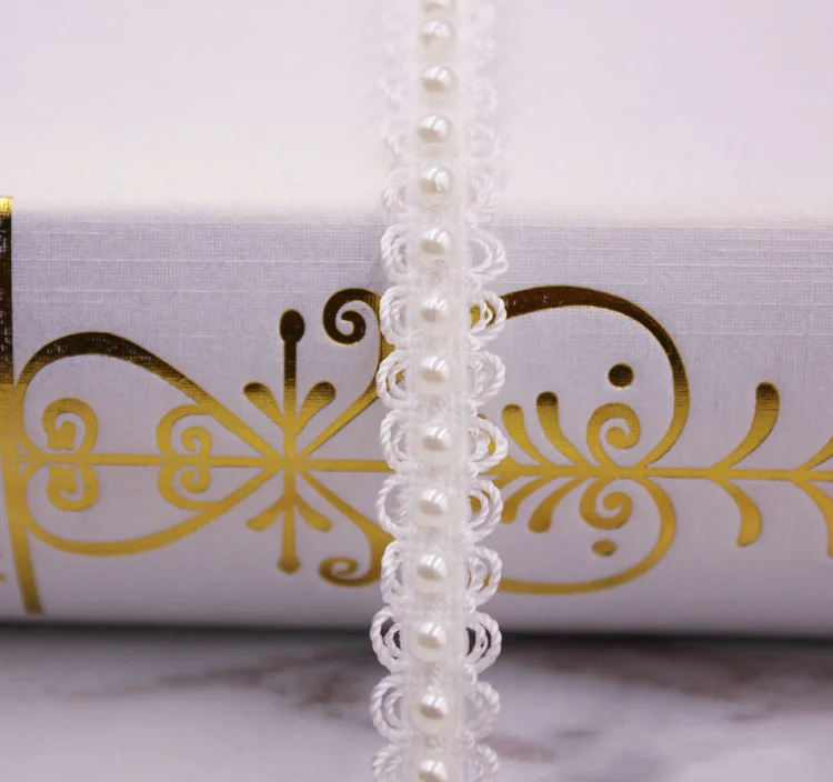 5 ярдов белая жемчужная отделка из бисера кружевная лента для платья ткань сделай