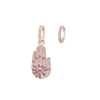 high quality cubic zirconia hamsa hand drop earrings for women rose gold hoop earrings fashion jewelry accessories dropship 2020
