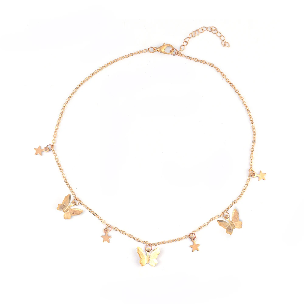 Милое богемное ожерелье-чокер XINYAO с бабочкой для женщин цепочка до ключиц