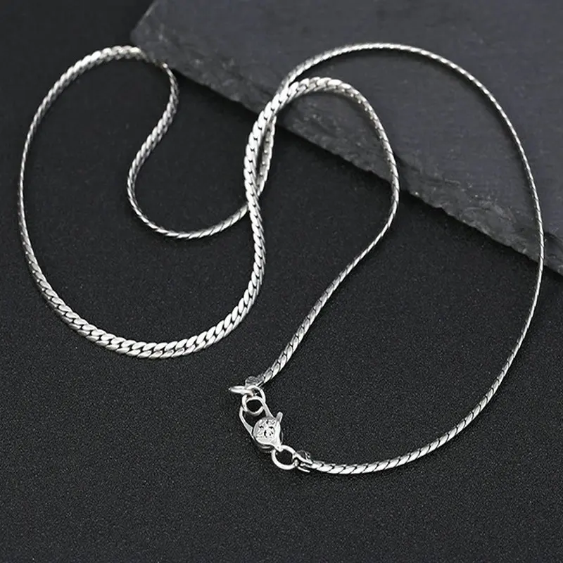 3mm*50/55CM Real 925 Sterling Silver Men Choker Necklace Fine Jewelry