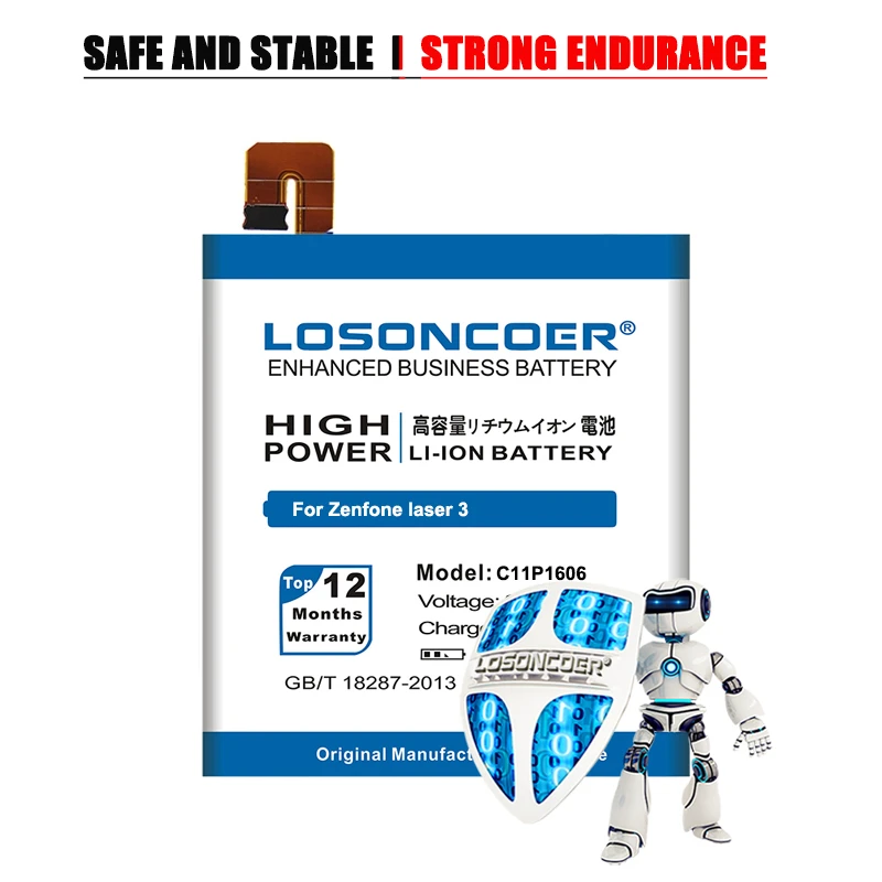 LOSONCOER 3900mAh C11P1606 Good Quality Battery For Asus Zenfone Laser 3 Zc551kl Z01BDA/BDC Smart Phone Batteries | Мобильные