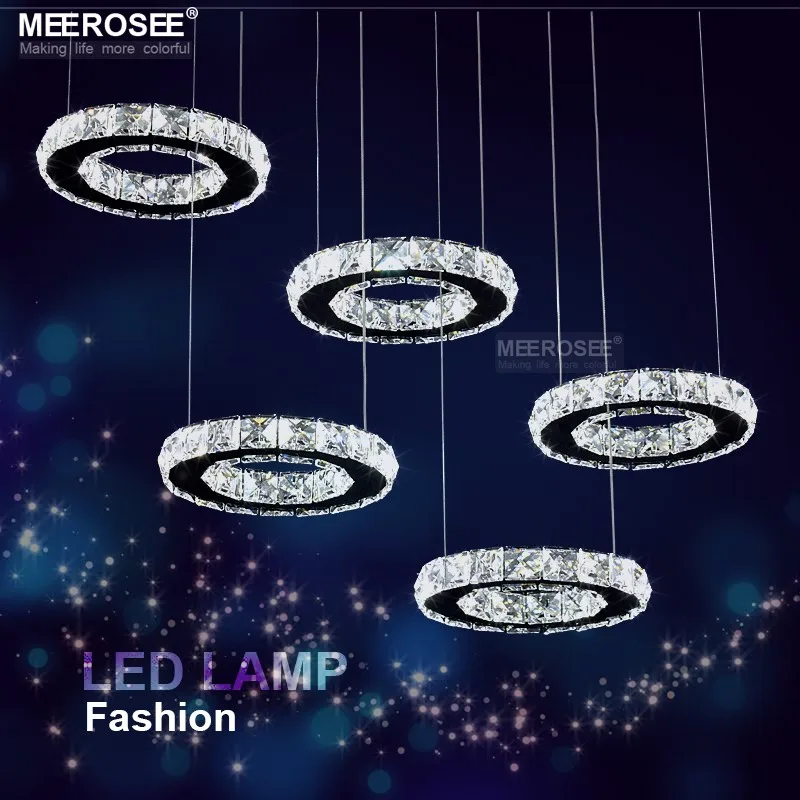 Современный подвесной светильник с прозрачными кристаллами