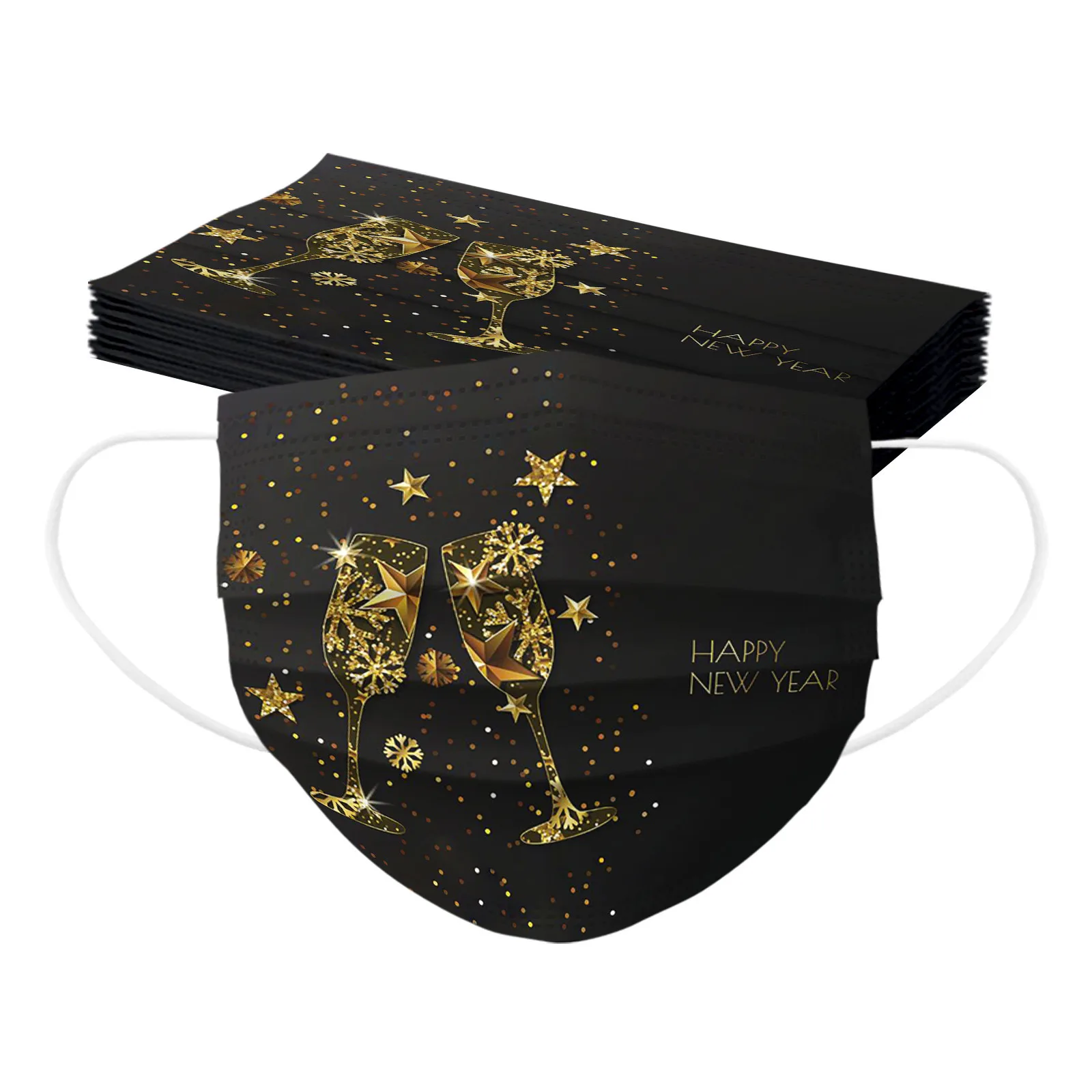 10 шт. модная маска для лица взрослых с рождественским принтом 2022 фильтром нового