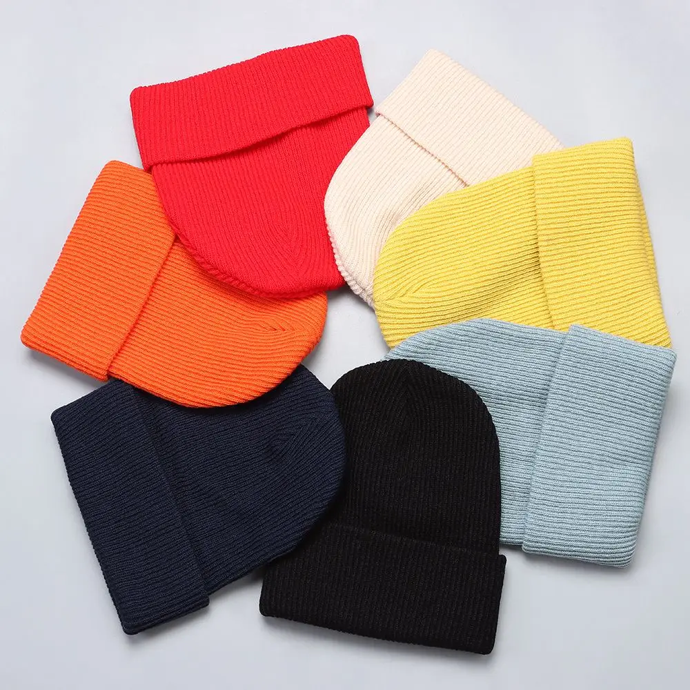 

High Elastic Ski Hats Winter Knit Beanie Hat Skull Cap Cuffed Beanies Winter Hat