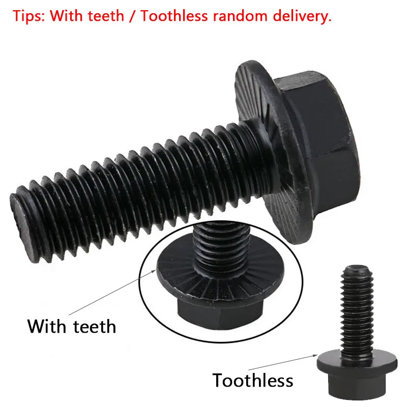 

1-10pcs M5 M6 M8 M10 M12 M14 M16 10.9 Black Flange Outer Hexagon Head Screw Flange Toothed Hex Head Bolt Screw