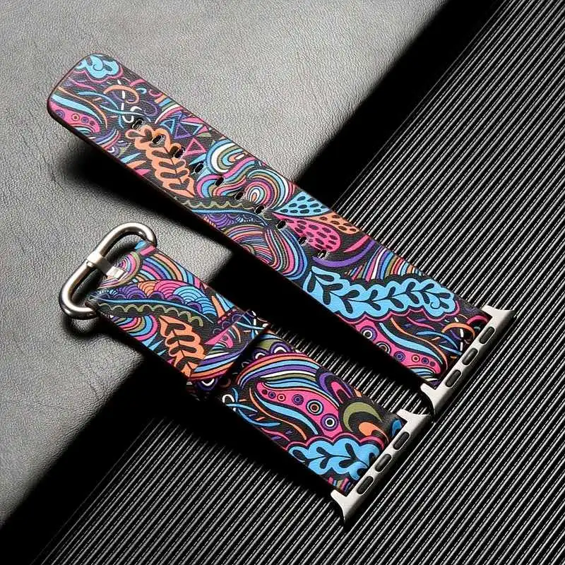Фото Ремешок кожаный для Apple Watch Band 40 мм 44 мм 42 мм 38 мм, браслет для iWatch SE 6 5 4 3 2 1, Высококачественный Браслет №5