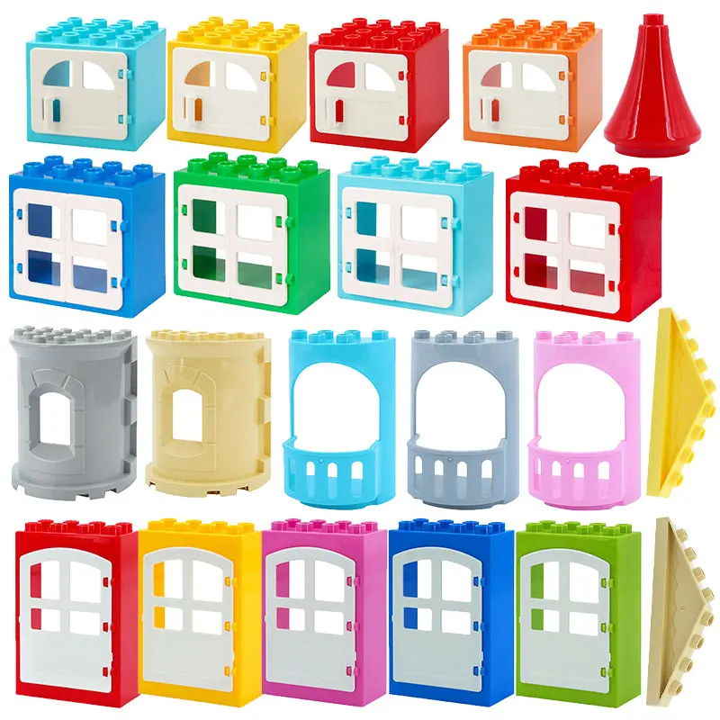 

Girl House Parts Big Building Blocks Diy Assembly Bricks Wall Guardrail Window Balcony Education Toys For Children Kids Gifts