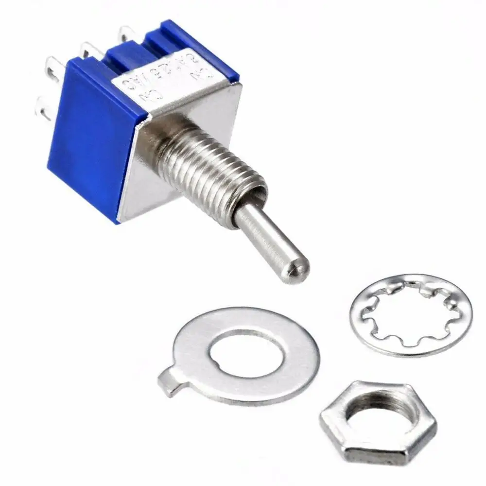 5 шт. миниатюрный переключатель двухполюсный двойной DPDT (MTS202)-ON 120VAC 6A 1/4 дюйма