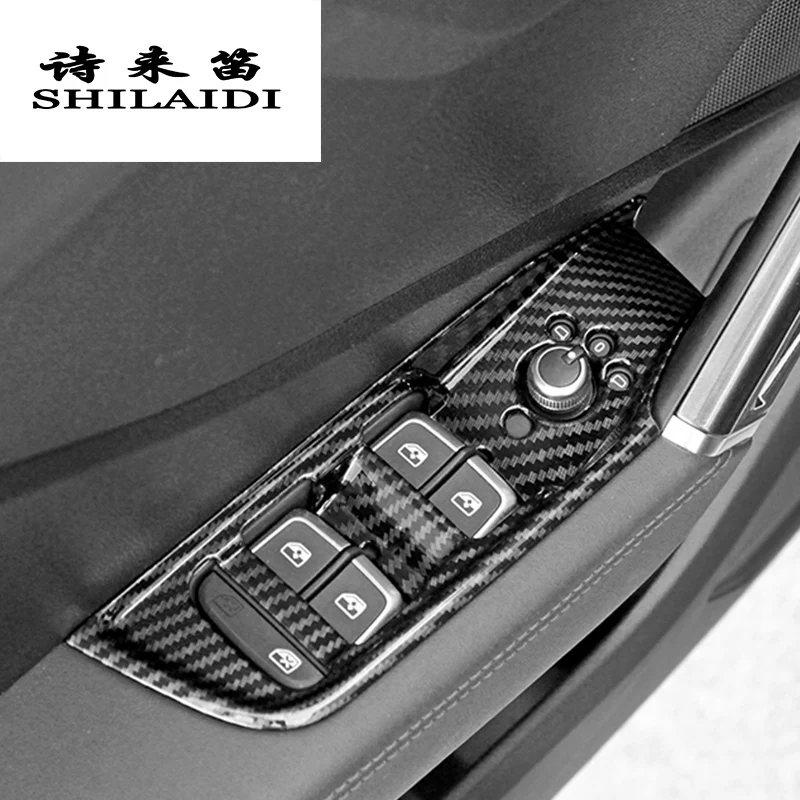 Автомобильный Стайлинг из углеродного волокна мультимедийная Подставка для рук Центральная панель переключения передачи панель наклейка для Audi Q2 интерьерные авто аксессуары