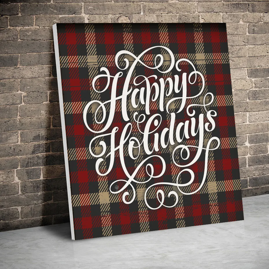 Рождественские постеры в рустикальной клетке с рамкой для счастливых праздников