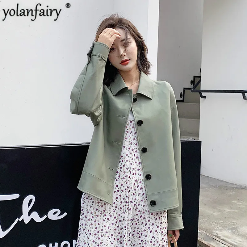 

Женская куртка из натуральной овечьей кожи, короткая куртка в Корейском стиле, весна-осень B19D01148 KJ4099, 2020