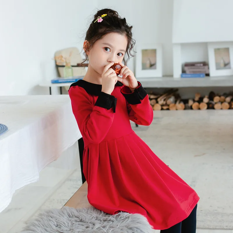 Новинка 2019 осенне-зимние платья для девочек плиссированное платье с длинным